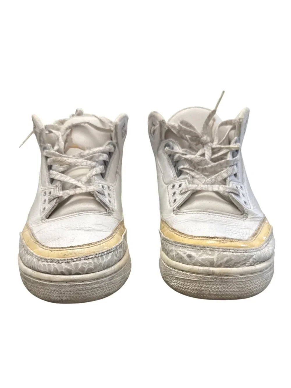 Air Jordan 3 Retro Sneakers White/Yellow Mens Size 11 Classic Basketball Shoes